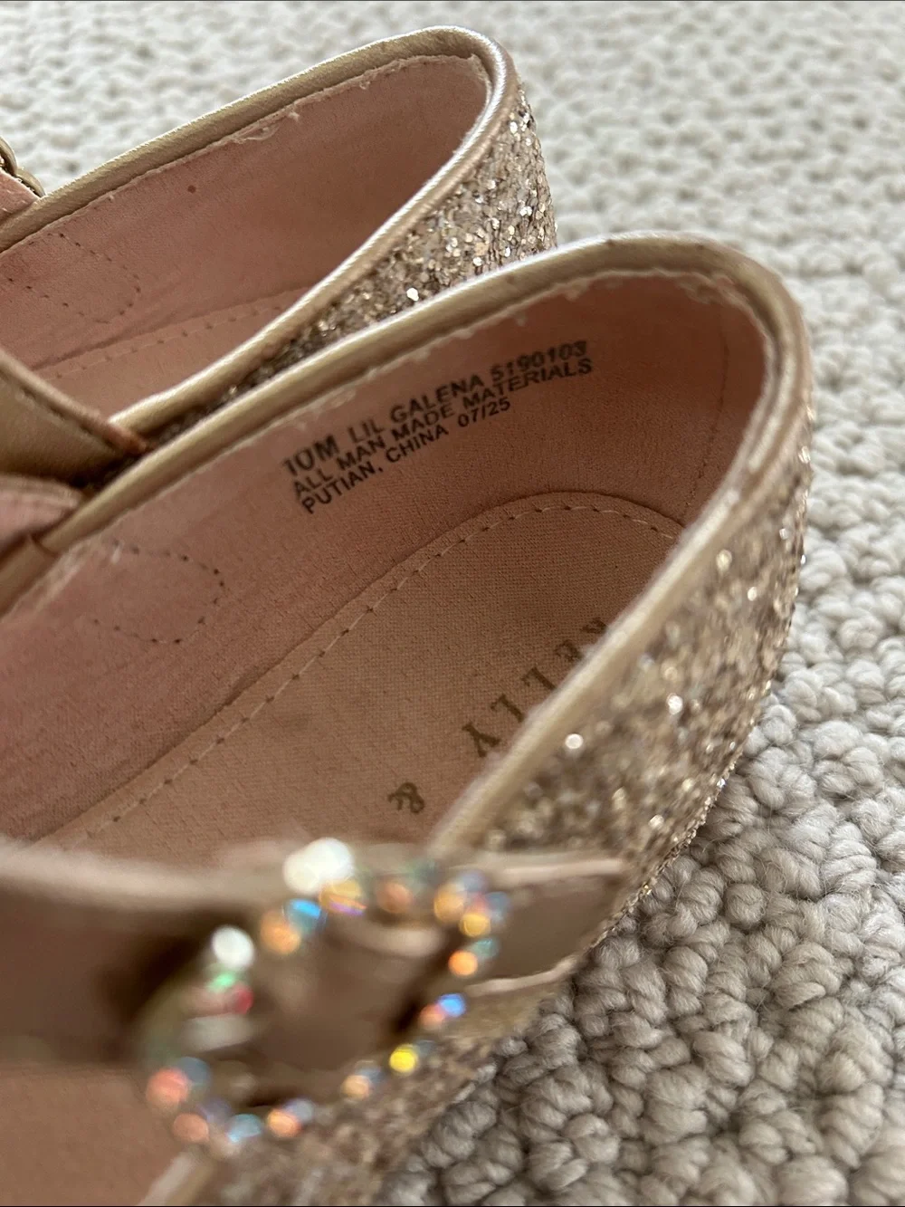 Kelly & Katie Gold Glitter Mary Jane Flats for Kids